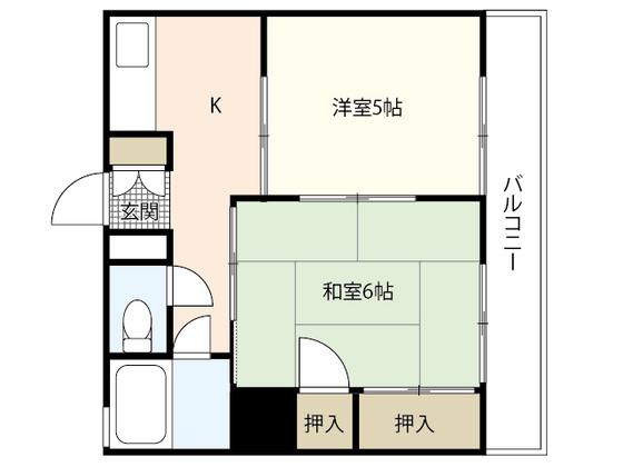 TOMOハイム B棟(2K/2階)の間取り写真