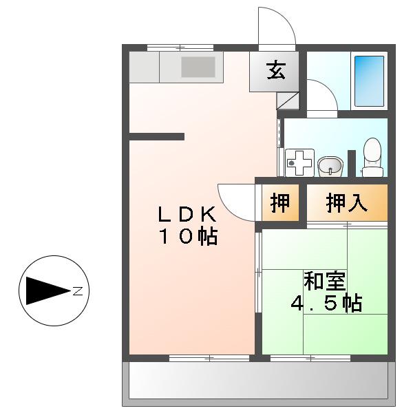 ハイツサンローラン(1LDK/1階)の間取り写真
