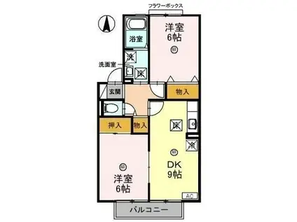 コーポラスITOII A(2DK/1階)の間取り写真