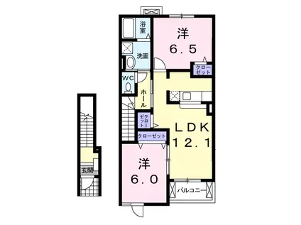 メルヴェイユ・アンジュ(2LDK/2階)の間取り写真