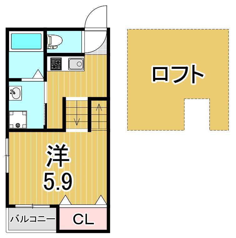 STAGE青井(1K/1階)の間取り写真