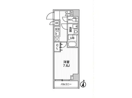 ALTERNA菊川II(1K/6階)の間取り写真