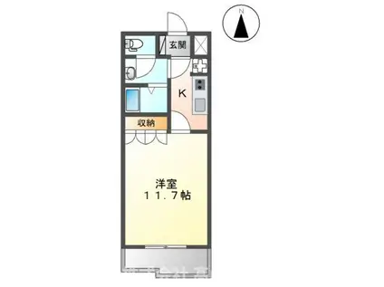 ソレイユI(1K/2階)の間取り写真