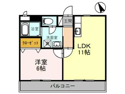 グリーンハウスIV(1LDK/1階)の間取り写真