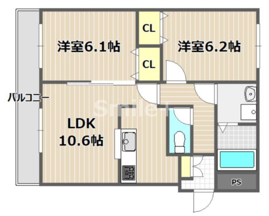 アーバンコート今(2LDK/3階)の間取り写真