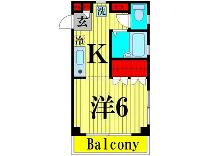 ヴィラ綾瀬(1K/1階)の間取り写真