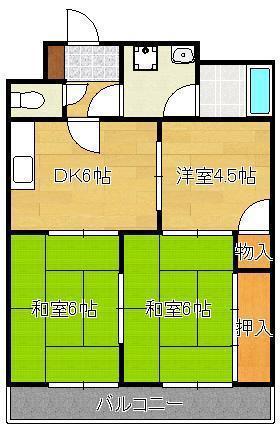 第一サンケイビル(3DK/4階)の間取り写真