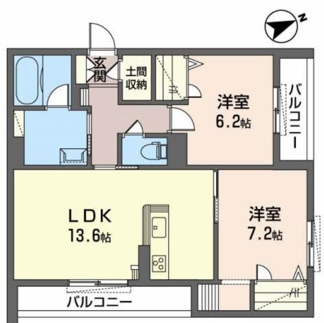 シャーメゾンセントレ大宮(2LDK/2階)の間取り写真