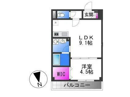 アルカンシェルコート緑橋(1LDK/1階)の間取り写真