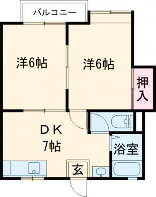 ファーストインキャニオンハウスI(2DK/1階)の間取り写真