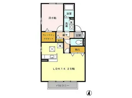 カサグランデC(1LDK/1階)の間取り写真