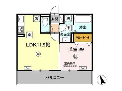 D-ROOM須屋(1LDK/1階)の間取り写真