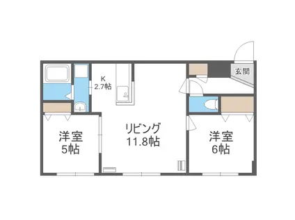 ENZO(2LDK/1階)の間取り写真