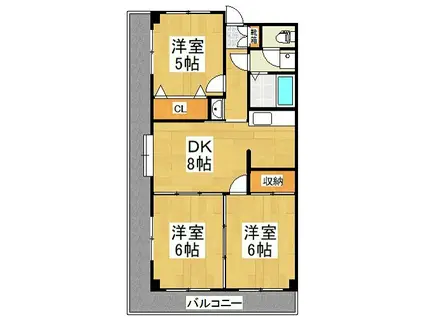 ライフプラザカナン(3DK/2階)の間取り写真