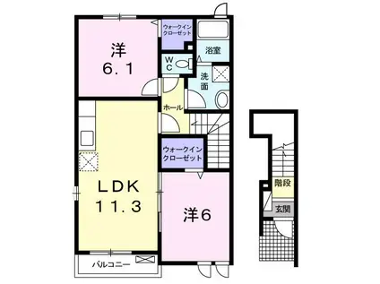 シャルロットIV(2LDK/2階)の間取り写真