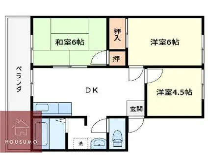 青葉丘ハイツA棟(3DK/1階)の間取り写真