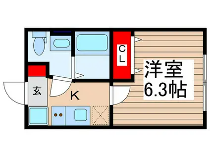 北野AP5(1K/3階)の間取り写真