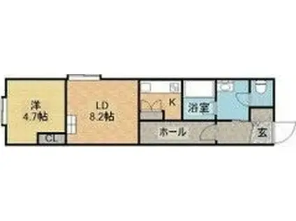 W912(1LDK/2階)の間取り写真