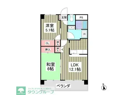 壽ビル(2DK/5階)の間取り写真