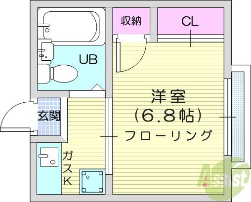 高野コーポ(1K/2階)の間取り写真