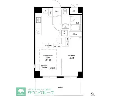 八潮PARK SQUARE(1LDK/5階)の間取り写真