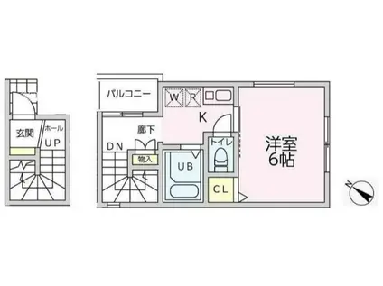 LIAN(1K/2階)の間取り写真