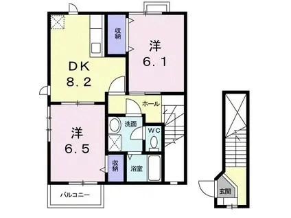 グリーンヒル(2DK/2階)の間取り写真