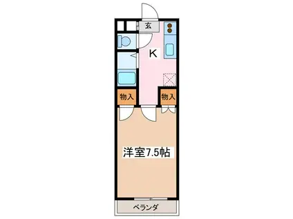 クリエすがの(1K/2階)の間取り写真