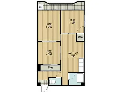 パークサイド萩原(3DK/2階)の間取り写真