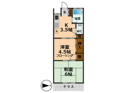 コーポラス永福B(2K/1階)の間取り写真