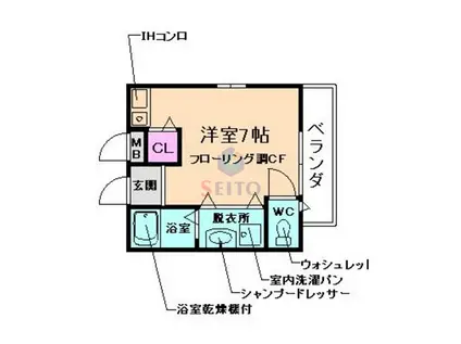 ベラ・ルーナ(ワンルーム/2階)の間取り写真