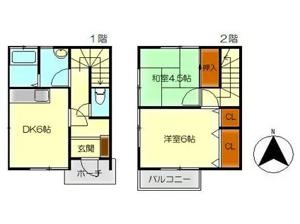 石川アパート警固屋4丁目(2DK/1階)の間取り写真