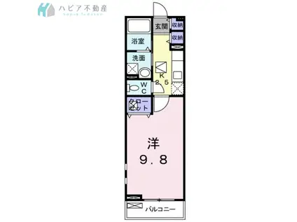 鈴蘭館II(1K/1階)の間取り写真