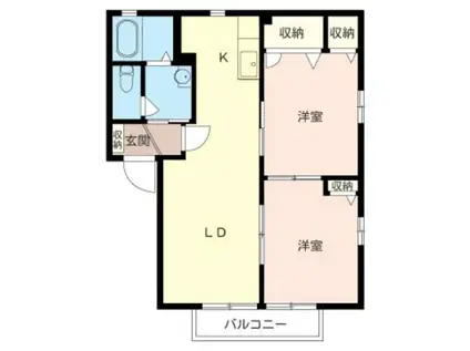 パークサイド絹の台D(2LDK/2階)の間取り写真