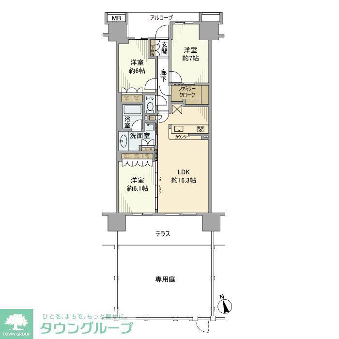ユトリシア弐番街(3LDK/1階)の間取り写真