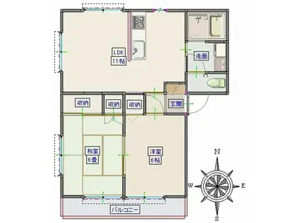 グランヴィア加須山A棟(2LDK/2階)の間取り写真