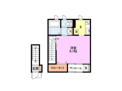 PURIMERA天神尾(1K/2階)の間取り写真