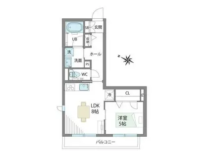 SUN LUCEII(1LDK/1階)の間取り写真