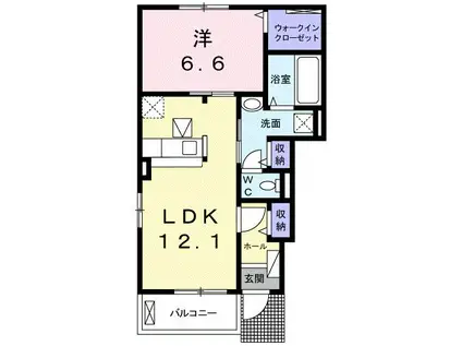 ウィステリアA(1LDK/1階)の間取り写真