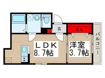 G-PRIME 蘇我(1LDK/3階)の間取り写真