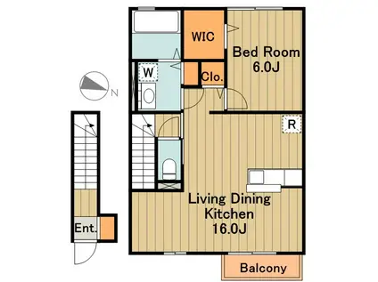 ハーモニー参番館(1LDK/2階)の間取り写真