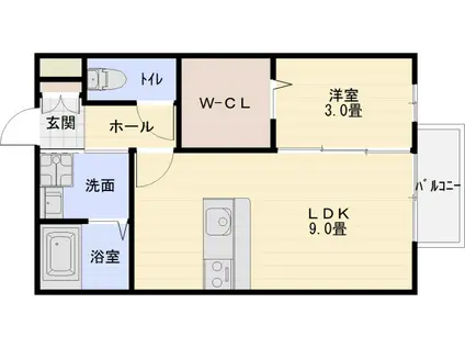 メルベーユ(1LDK/1階)の間取り写真
