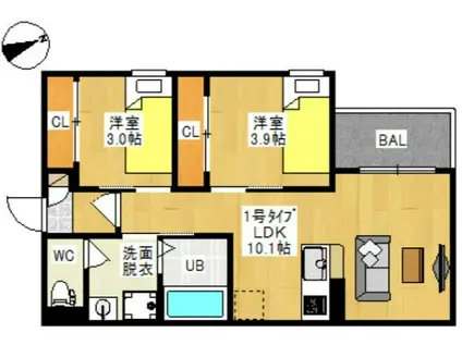 REGALEST LUCENTE REGALEST 新保IV(2LDK/1階)の間取り写真