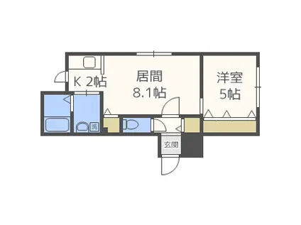 シルフィード東大通(1LDK/2階)の間取り写真