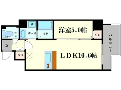 フェルザ福島(1LDK/14階)の間取り写真