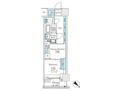 URBAN BREEZE 巣鴨(1DK/9階)の間取り写真