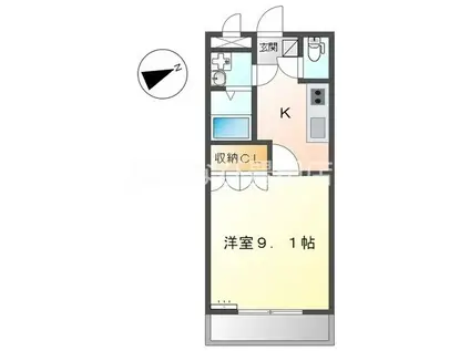 ヴィル・グラシュー・ドゥ(1K/2階)の間取り写真