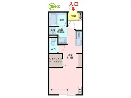 ORIGAMI(ワンルーム/2階)の間取り写真