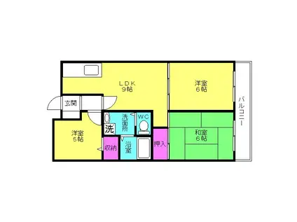 サンハイム多木(3LDK/3階)の間取り写真