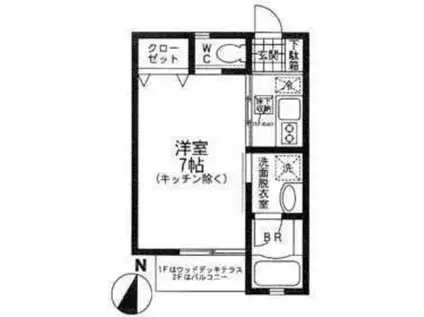 ローズハウス上石神井(1K/2階)の間取り写真